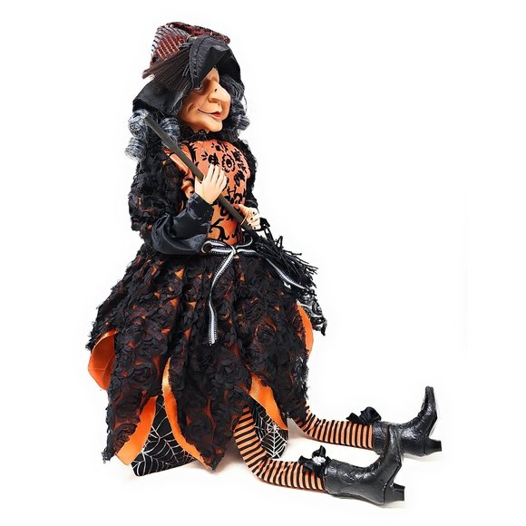 Halloween Elf Witch 24" Broomstick Party Decor Wreath Center - Picture 5 of 7